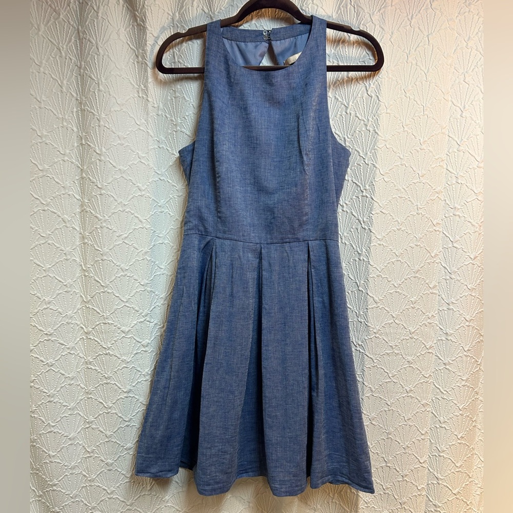 Hutch Blue A-Line Midi Dress Halter Neck